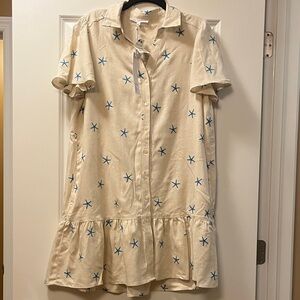 Jane and Delancey Beige Dress with Blue Star Accents
